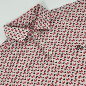 Rhoback Polo Shirt Men M Light Gray Crab Football Maryland Flag Performance Golf